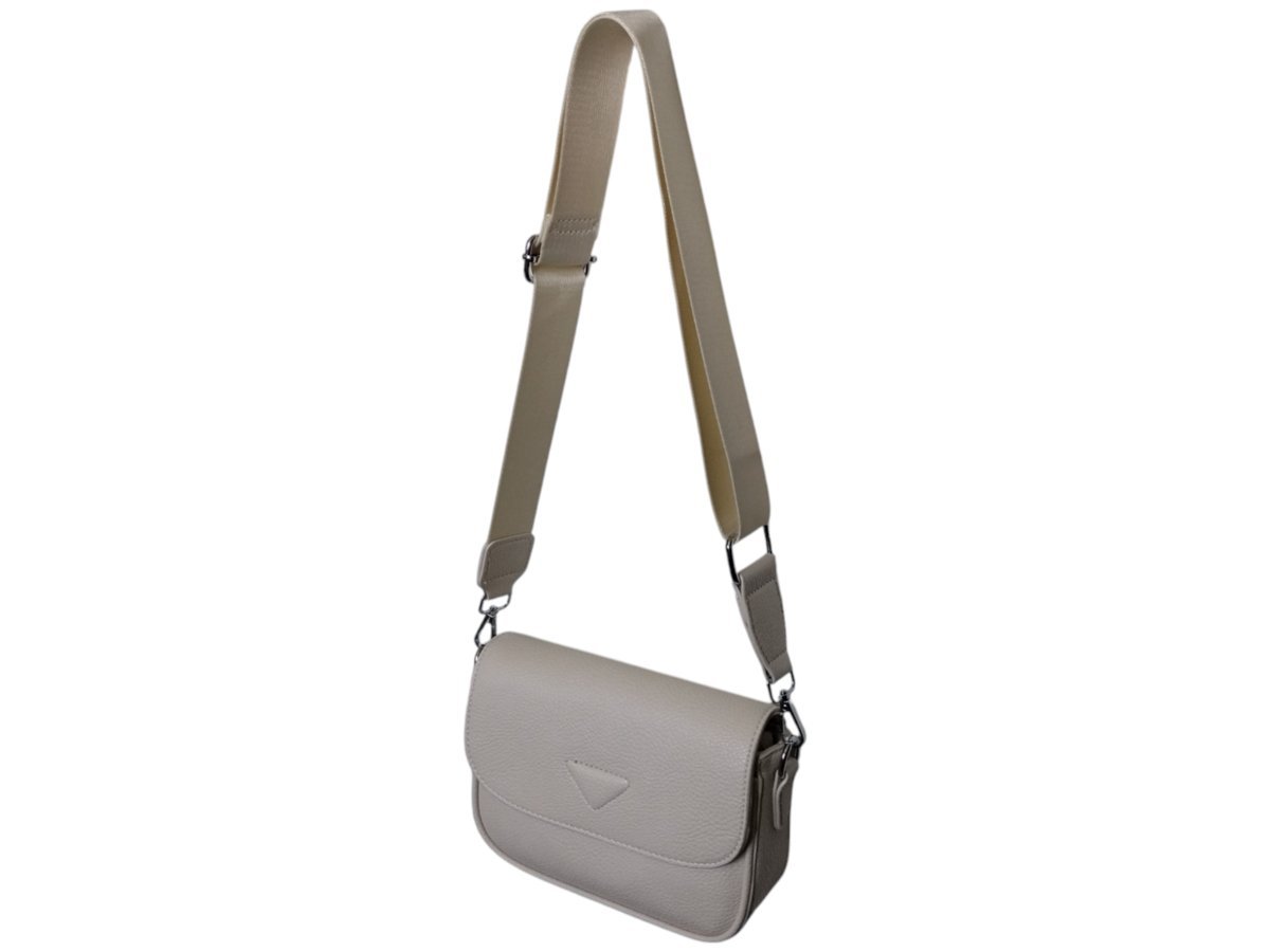 Mała Listonoszka Damska, Beżowa Torebka Wizytowa Na Ramię Na Szerokim Pasku