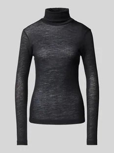 Golf o kroju slim fit z mieszanki lyocellu i żywej wełny - Swetry damskie - miniaturka - grafika 1