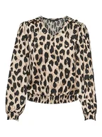 Bluzki damskie - ONLY Damska bluzka Onltiana L/S Smock Top WVN Noos, Cloud Dancer/Aop:vima Leo, XXL - miniaturka - grafika 1