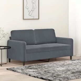 Sofa 2-osobowa, ciemnoszary, 140 cm, tapicerowana aksamitem - Sofy i kanapy - miniaturka - grafika 1