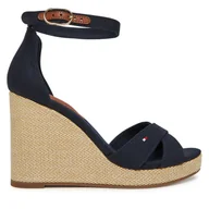 Sandały damskie - Sandały Tommy Hilfiger Flag High Wedge Espad Crisscross FW0FW08661 Granatowy - miniaturka - grafika 1