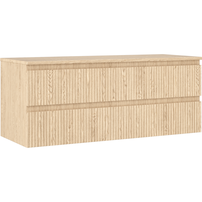 Mexen Rivel szafka łazienkowa podumywalkowa 120 cm z blatem, 2 szuflady, ryflowana , dąb - 91A20-12047-2-BFFC81