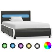 Łóżka - Rama łóżka antracytowa, LED, bez materaca, 90x200 - miniaturka - grafika 1