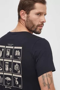 Koszulki męskie - Columbia t-shirt bawełniany męski kolor czarny z nadrukiem - grafika 1