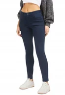 Spodnie damskie - Guess Jeansy Damskie Rurki Z Cyrkoniami I Bawełną Granatowe 28/29 Gna - miniaturka - grafika 1