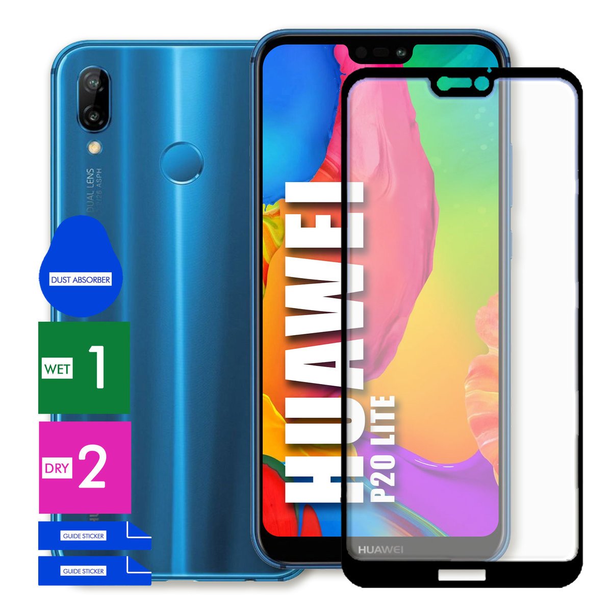 SZKŁO OCHRONNE DO HUAWEI P20 LITE HARTOWANE 9H PEŁNE CAŁY EKRAN 5D JAKOŚĆ