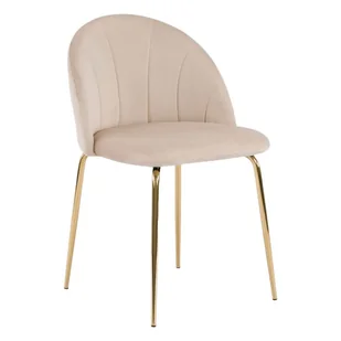 Krzesło tapicerowane THDC015-1 beżowy welur noga złota - Krzesła - miniaturka - grafika 1
