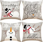 Poszewki na poduszki - 4X Poszewki Świąteczne 40X40Cm Dekoracyjne Poduszki Śnieżne Dekoracje Szare - miniaturka - grafika 1