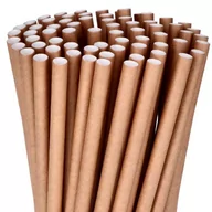 Naczynia i sztućce jednorazowe - Słomki papierowe kraft 8mm jednorazowe rurki x150 brązowe do picia drinków napojów naturalne jumbo - miniaturka - grafika 1