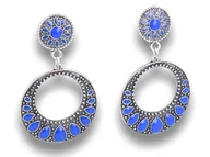 Kolczyki - Klipsy do uszu koła z chabrowymi wstawkami - miniaturka - grafika 1