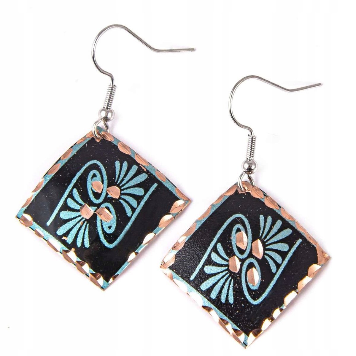 Kolczyki Miedziane Wiszące Klasyczne Orientalne Cudo Biżuteria Dla Kobiety