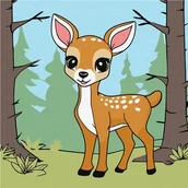 Kolorowanki, wyklejanki - Malowanie po numerach- Magiczny jeleń Kids 25x25cm - miniaturka - grafika 1