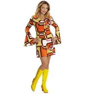 Stroje karnawałowe - STRÓJ HIPPIE LATA 70 SUKIENKA-XS - miniaturka - grafika 1