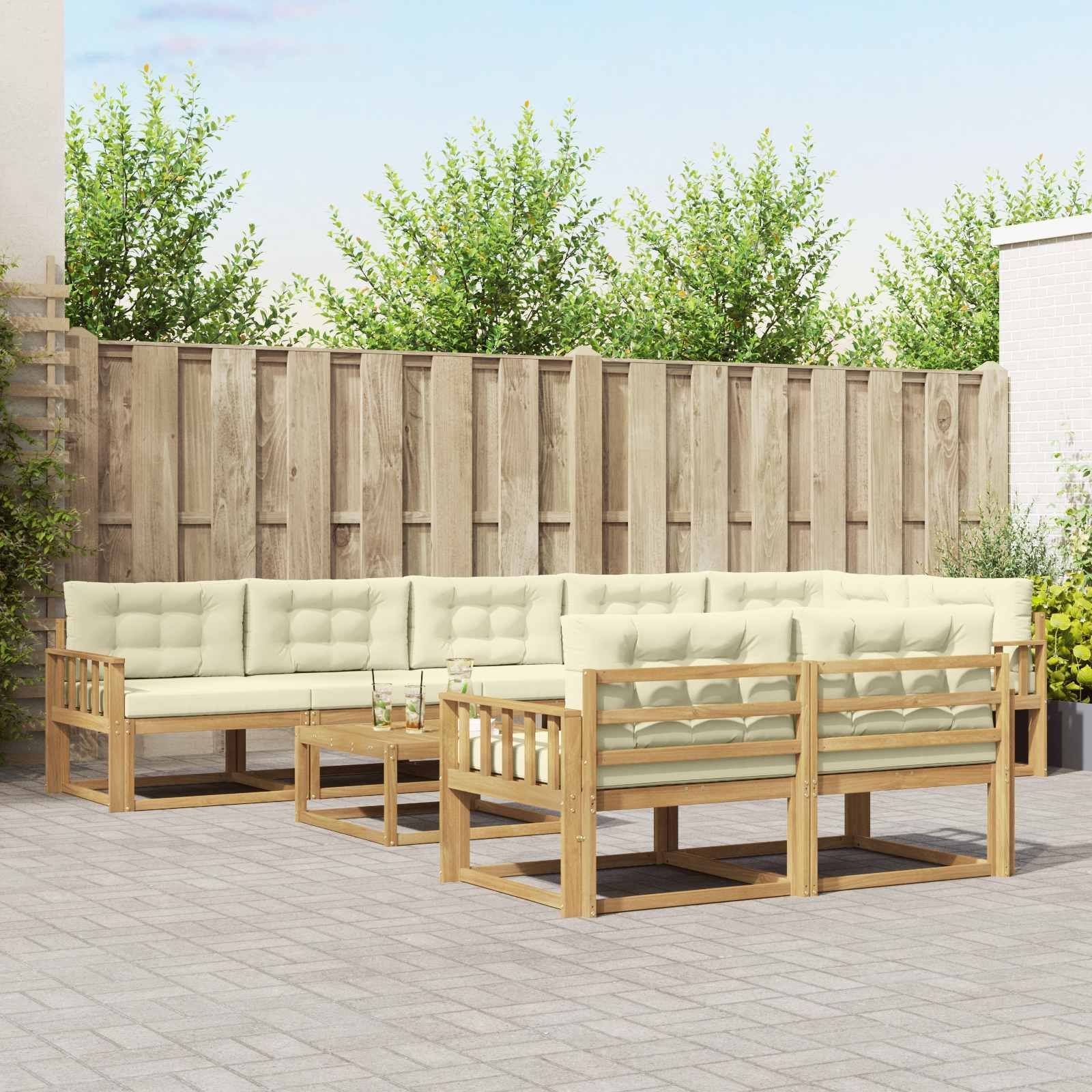 vidaXL Zestaw sof na zewnątrz 9 pcs Biały i kremowy 79 x 79 x 37 cm