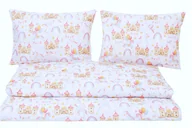 Pościel dla dzieci - Pościel różowa biała zamek konik tęcza balony bawełniana 160x200 - miniaturka - grafika 1
