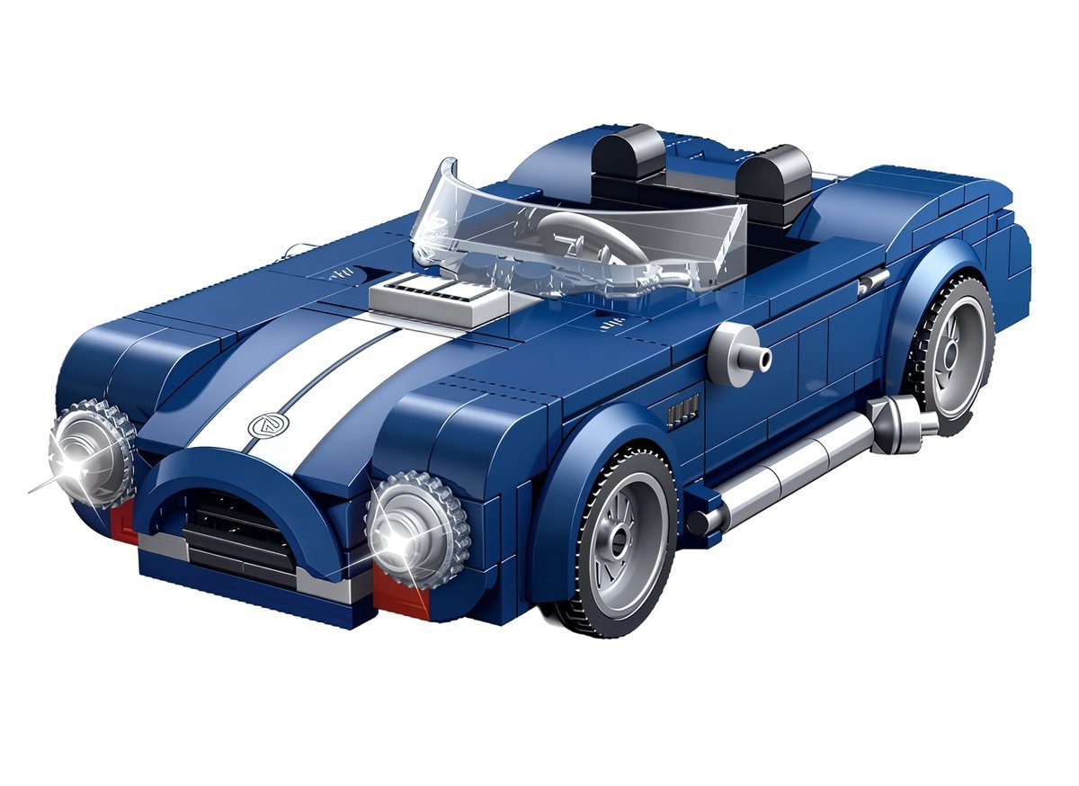 Klocki Samochód Klasyk Zestaw Klocków Auto Niebieski Retro 05