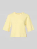 Koszulki i topy damskie - T-shirt o pudełkowym kroju z prążkowanej dzianiny z dodatkiem wełny model ‘SILLY’ - miniaturka - grafika 1