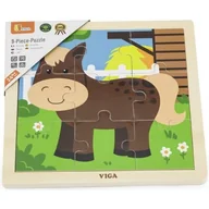 Puzzle - Viga Toys Lumarko Poręczne Drewniane Puzzle Konik 9 Elementów! 51439 Lek - miniaturka - grafika 1