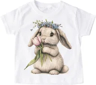 Koszulki dla dziewczynek - Śliczna Koszulka z królikiem - wzór króliczek64 - miniaturka - grafika 1