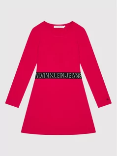 Sukienki i spódniczki dla dziewczynek - Calvin Klein Jeans Sukienka codzienna Shadow Logo IG0IG01211 Różowy Regular Fit - grafika 1