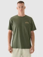 Koszulki sportowe męskie - Męski t-shirt z nadrukiem 4F 4FRAW24TTSHM2578 - khaki - miniaturka - grafika 1