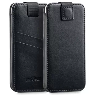 moVear Skórzane Etui Wsuwka do Smartfon / Telefon rozmiar M (ok 145 x 71 x 8mm) i telefonów o zbliżonych wymiarach | Eksluzywny Pokrowiec pocketCase C+ Skóra Gładka, Czarny - Etui i futerały do telefonów - miniaturka - grafika 1