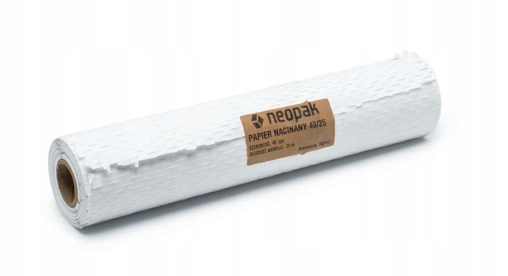 Papier nacinany kraft biały 40cm/25m do pakowania paczek