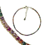 Bransoletki - ankabizuteria.pl Bransoletka srebrna pozłacana z kolorowymi cyrkoniam - miniaturka - grafika 1