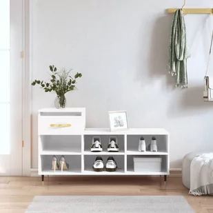 vidaXL Szafka na buty, wysoki połysk, biała, 102x36x60 cm - Wieszaki i stojaki - miniaturka - grafika 1