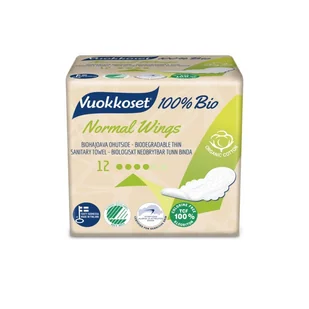 Vuokkoset Podpaski ze Skrzydełkami Normal 100% Bio, 12szt. 6414100895802 - Podpaski - miniaturka - grafika 2