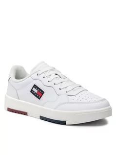 Buty sportowe męskie - Tommy Hilfiger BUTY BASKET LEATHER WHITE EM0EM00899 EM0EM00899 - grafika 1