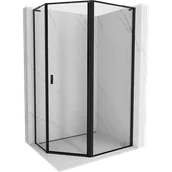 Kabiny prysznicowe - Mexen Mist L kabina prysznicowa pięciokątna asymetryczna uchylna prawa 90 x 80 cm, czarna ramka, czarna - 8A8L-090-080-70-70-P - miniaturka - grafika 1