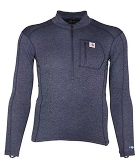 Koszulki męskie - Carhartt Męski top podstawowy Force ciężki poliester wełna ćwierć-zamek warstwowy top, Navy Heather, XXL - grafika 1