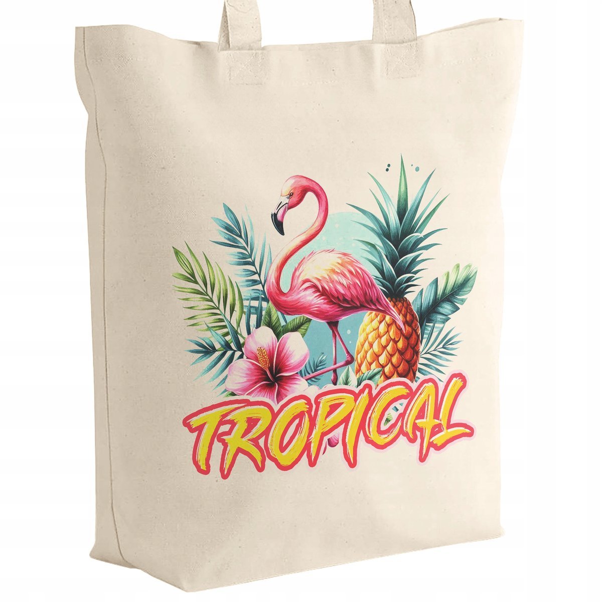 Torba bawełniana z dnem na zakupy TROPICAL Egzotyczny Motyw Flaming Ananas
