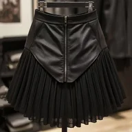 Spódnice - TEMU Elegancka damska czarna plisowana spódnica z wysokim stanem - seksowna spódnica krótka w kształcie litery A z kieszeniami, luźny krój, na każdą - miniaturka - grafika 1