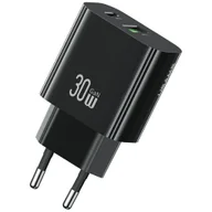 Ładowarki do telefonów - Ładowarka sieciowa USAMS CC316 T65 30W 1xUSB-C 1xUSB-A Fast Charging czarny - miniaturka - grafika 1