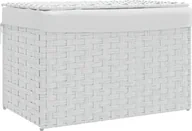 Kosze na bieliznę - vidaXL Kosz na pranie z pokrywą Biały 55,5x35x34 cm Poli rattan - miniaturka - grafika 1