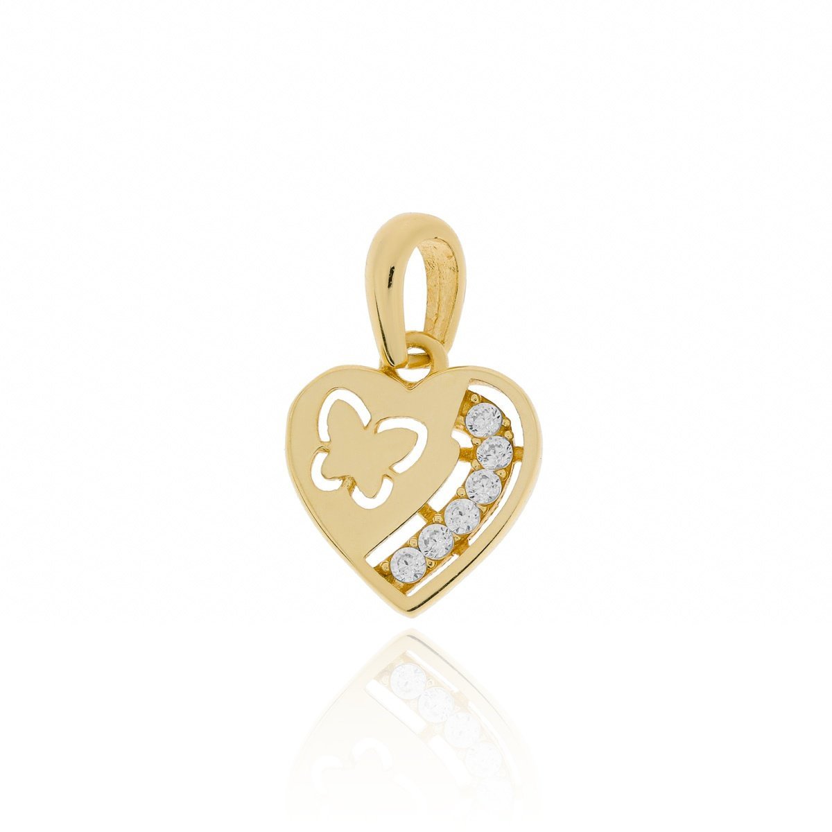 Złota zawieszka serce serduszko z cyrkoniami i motylkiem pr. 333