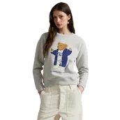 Bluzy damskie - felpe senza cappuccio donna ralph lauren - knit-sweatshirt - grigio - miniaturka - grafika 1