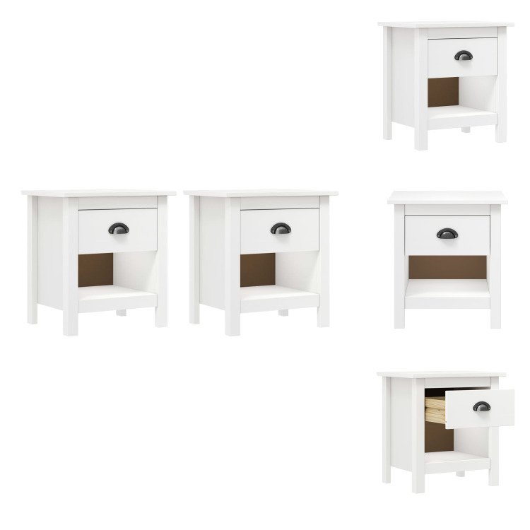 vidaXL Szafki nocne 2 szt. Hill 46x35x49,5 cm z litego drewna sosnowego - Szafki nocne