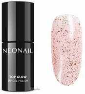 Lakiery hybrydowe - NeoNail - UV GEL POLISH - TOP GLOW - Top / Lakier nawierzchniowy z błyszczącymi drobinkami - 7,2 ml - 9722-7 ROSE GOLD FLAKES - miniaturka - grafika 1