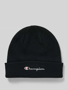 Czapka beanie z szerokim brzegiem i wyhaftowanym logo - Czapki męskie - miniaturka - grafika 1