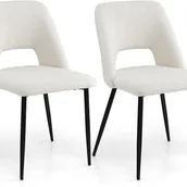 Krzesła - Zestaw 2 Krzeseł do Jadalni, Kuchennych, Zestaw 2 Krzeseł Tapicerowanych z Siedziskiem z Tkaniny Teddy, Oparciem z Wgłębieniem, Metalowymi Nogami - miniaturka - grafika 1