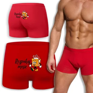 BOKSERKI MĘSKIE Czerwone Na Prezent Mikołajki ROZPAKUJ MNIE Wzory - L - Majtki damskie - miniaturka - grafika 1
