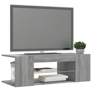 Lumarko Szafka pod TV z oświetleniem LED, szary dąb sonoma, 90x39x30 cm - Szafki RTV - miniaturka - grafika 8