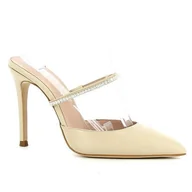 Klapki i japonki damskie - Beżowe klapki na szpilce CARINII - Carinii - miniaturka - grafika 1