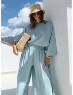 Komplety damskie - Stylowy komplet z szerokimi spodniami ESMARIA - szałwiowy - miniaturka - grafika 1