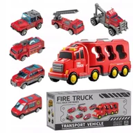 Zabawki zdalnie sterowane - Zestaw strażacki laweta pojazdów straż pożarna tir dźwięk światło SX700-11 - miniaturka - grafika 1