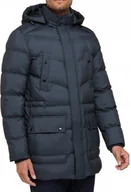 Kurtki męskie - GEOX GRANATOWA PIKOWANA KURTKA MĘSKA Z KAPTUREM I ZAMKIEM 54 JYB - miniaturka - grafika 1