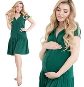 Piżamy ciążowe - Formommy Koszula Ciążowa Karmienia Falbanka Zielona XL - miniaturka - grafika 1